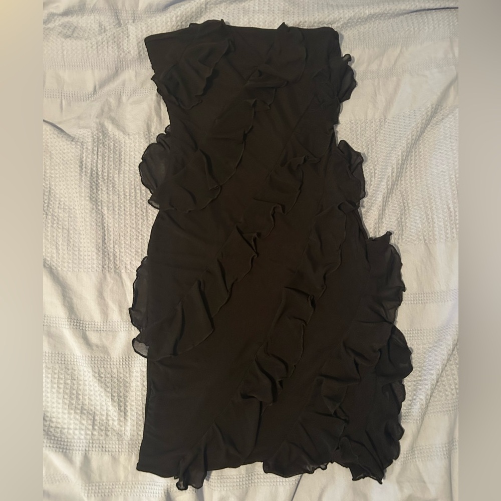 Amazon Black Ruffled Mini Dress